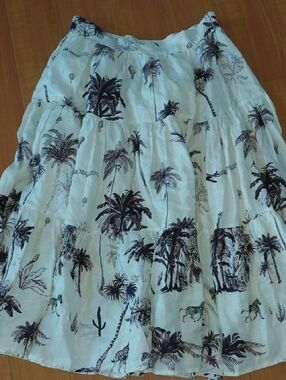 NEW w/o Tags Banana Republic Linen Skirt Safari Tropical Print Sz Size 10P